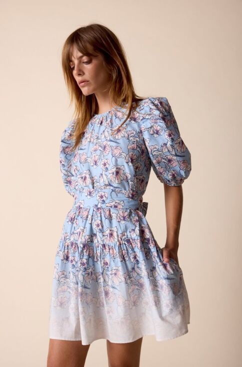 St. Roche Dresses & Skirts - St. Roche Dress Floral Ciel Mini Organic Cotton Puff Sleeve Ombre 4 Cottagecore